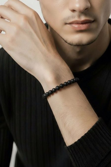 Siyah Boncuklu Sıralı Erkek Bileklik